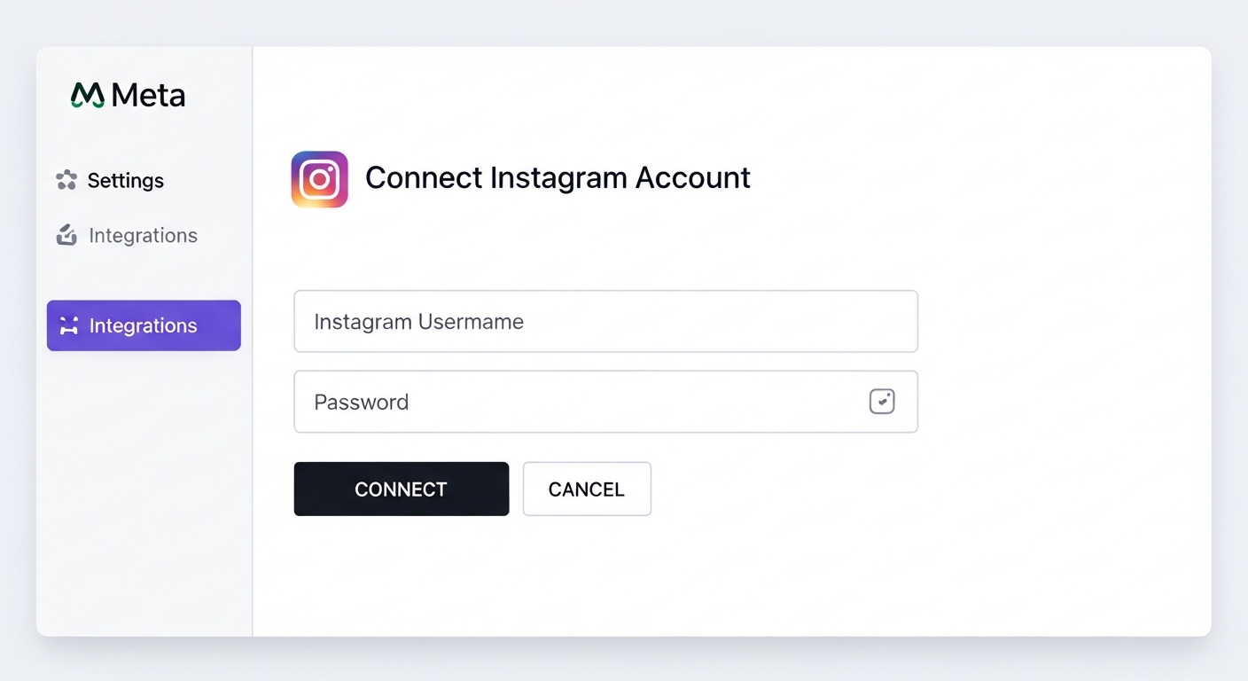 Màn hình kết nối tài khoản Instagram với Fanpage trong Meta Business Suite