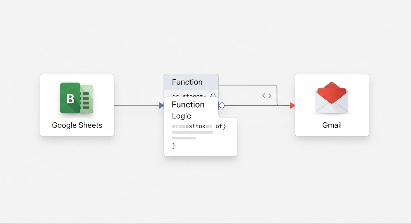 Sơ đồ workflow n8n crawl dữ liệu từ Google Sheets đến Gmail